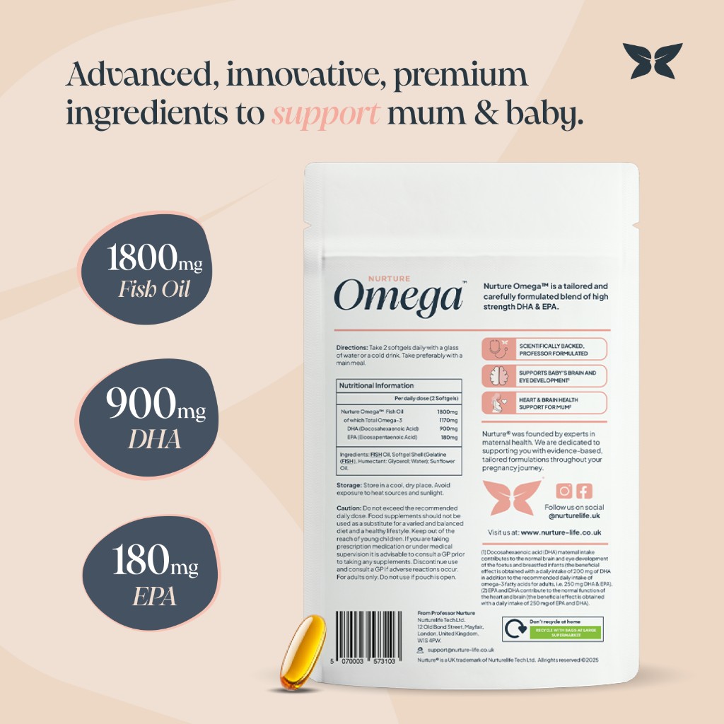 Amazon PDP PT01 — back-of-pack detail with DHA, EPA and fish oil dosing