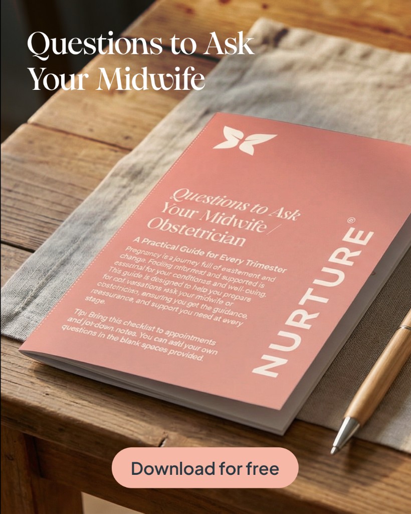 Lead magnet — Questions to Ask Your Midwife printable with download for free button