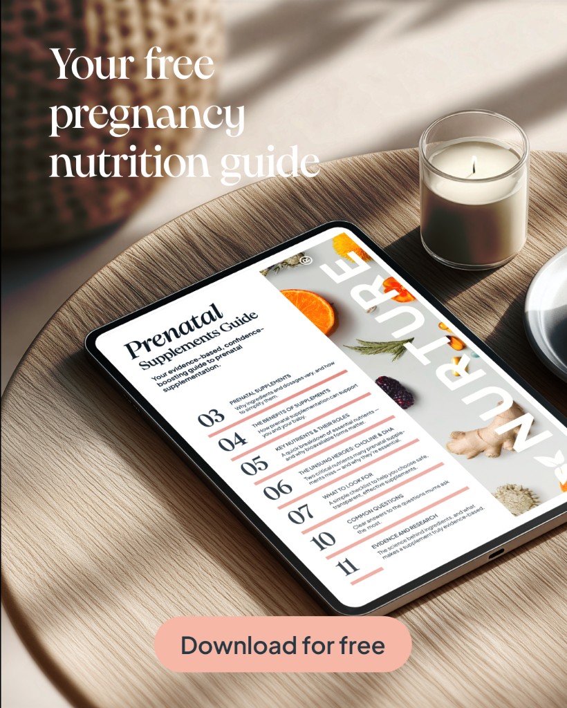 Lead magnet — Prenatal Supplements Guide on tablet with download for free call to action