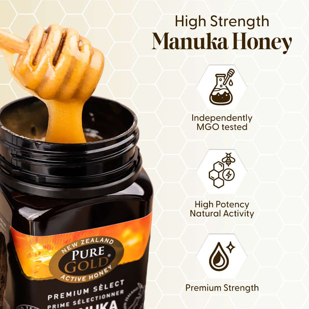 Amazon PDP PT01 — certified high strength Manuka honey pouch with honey drip hero