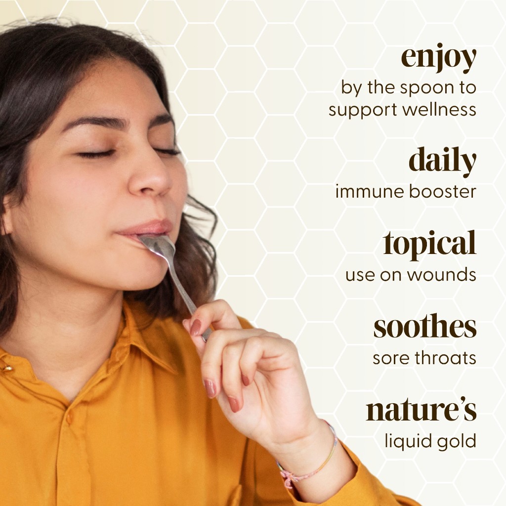 Amazon PDP PT07 — MGO tasting story with honeycomb and lifestyle taste moment